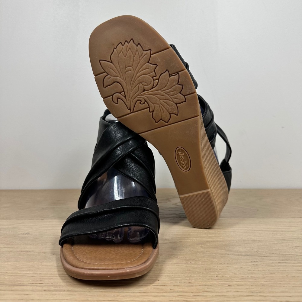 Eurosoft by Sofft Ginnifer Sandals Womens 11 Black Wedge Heel Strappy Comfort - Picture 9 of 12
